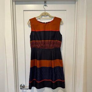 NEW Ann Taylor LOFT orange and navy patterned dress